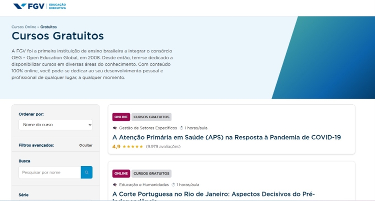 Cursos gratuitos online da FGV